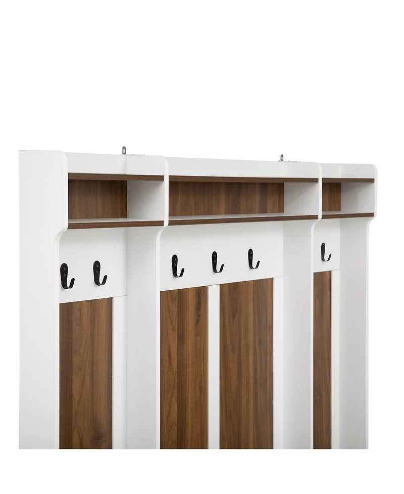 Slickblue 5-in-1 Entryway Bench with Coat Rack 7 Hooks 2 Drawers Adjustable Shelves