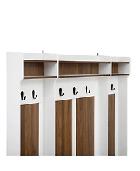 Slickblue 5-in-1 Entryway Bench with Coat Rack 7 Hooks 2 Drawers Adjustable Shelves
