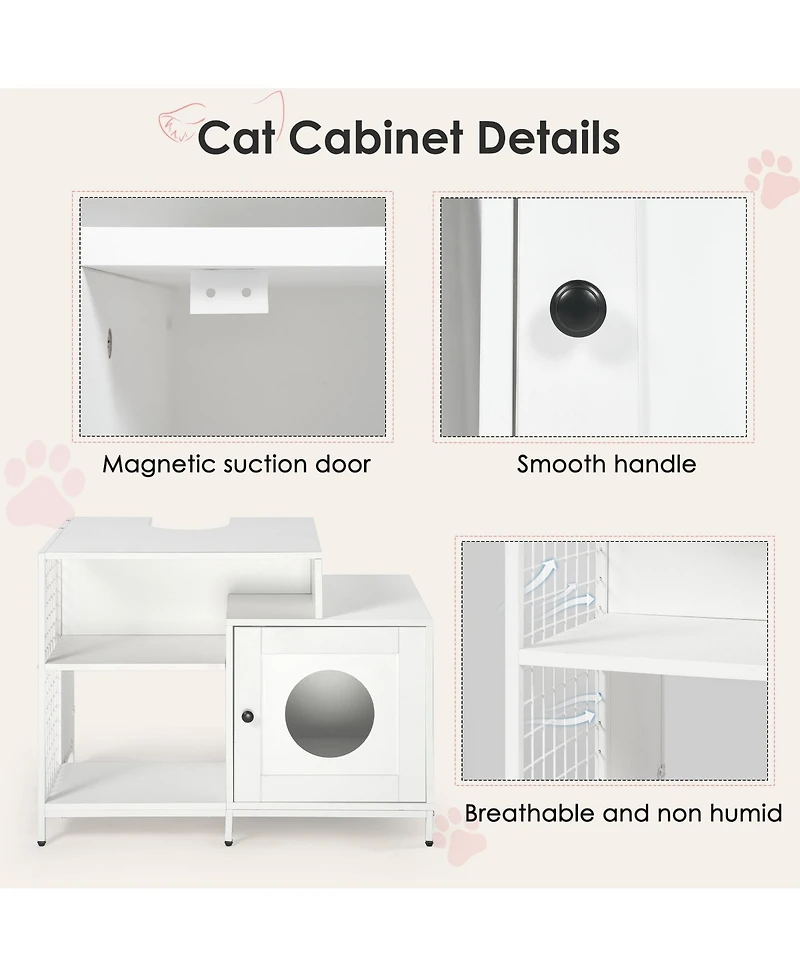 Slickblue Cat Litter Box Enclosure with Divider Hidden Litter Washroom for Large Indoor Cats