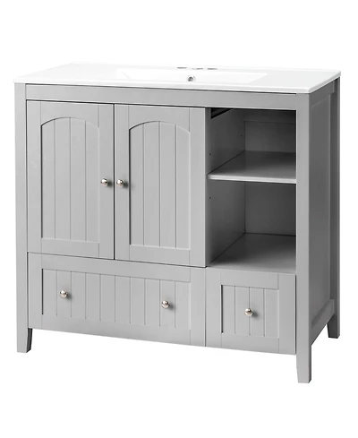 Slickblue Bathroom Vanity Cabinet Mdf Lacquered Double Door 2 Drawer