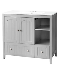 Slickblue Bathroom Vanity Cabinet Mdf Lacquered Double Door 2 Drawer