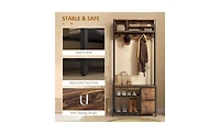 Slickblue Shoe Storage Cabinet and Hall Tree Combo for Organized Entryway and Shoes