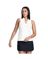 Lucky In Love Pleated Placket Sleeveless Womens Golf Polo