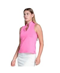 Lucky Love Pleated Placket Sleeveless Womens Golf Polo