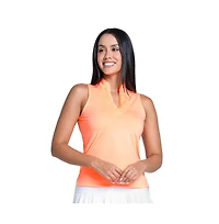 Lucky Love Pleated Placket Sleeveless Womens Golf Polo