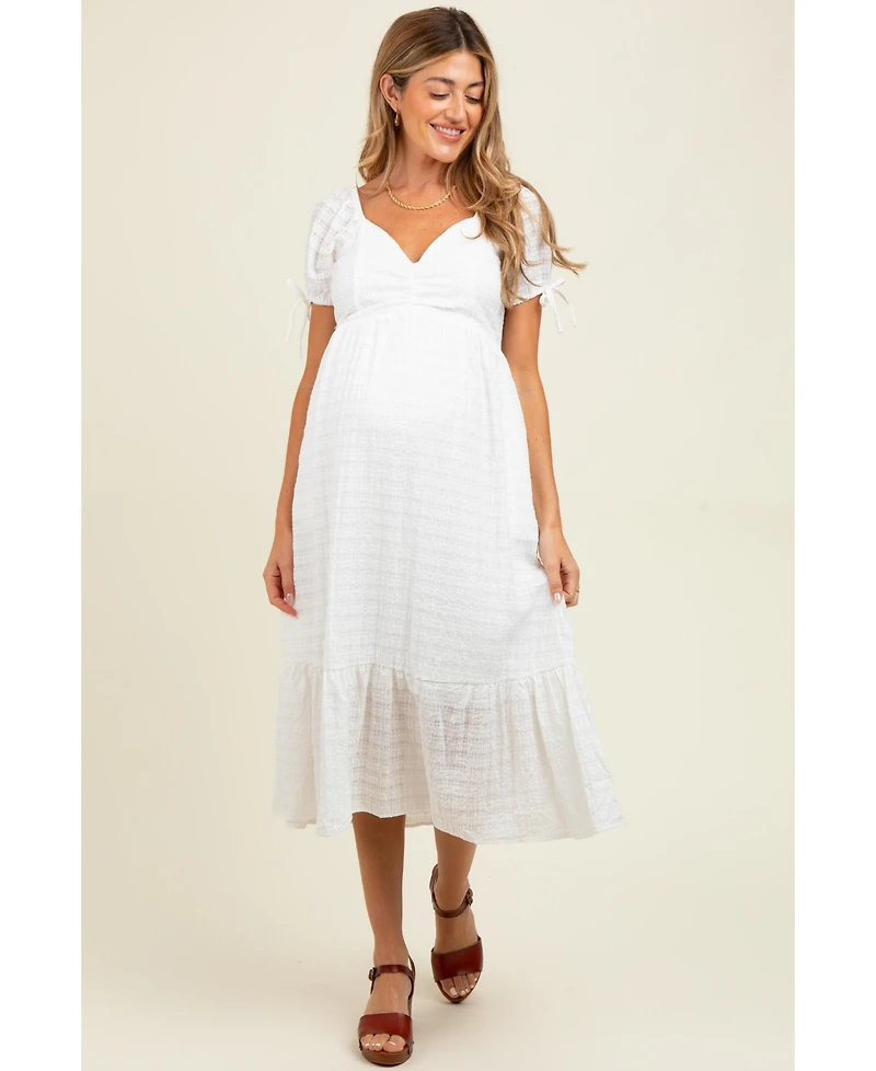 Pinkblush Ivory Solid Sweet Heart Maternity Dress