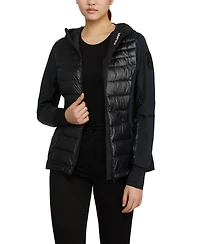 Pajar Women's Cressy Mixed Media Channel Quilted Stretch Puffer
