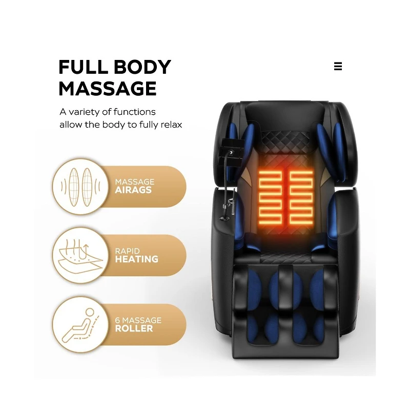 Maison Boucle Zero Gravity Massage Chair Recliner with Heat, Foot Roller & Air Compression, Full Body Massage for Home Relaxation-Maison Boucle