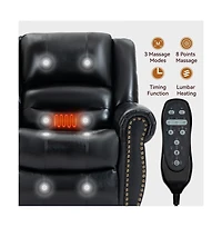 Maison Boucle Dual Motor Power Lift Recliner with Massage & Heat, Leather Electric Chair Usb Infinite Positions-Maison