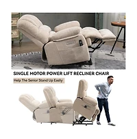 Maison Boucle Oversized Power Lift Recliner for Big & Tall Adults, 23" Wide Chenille Chair with Massage, Heat Usb-Maison