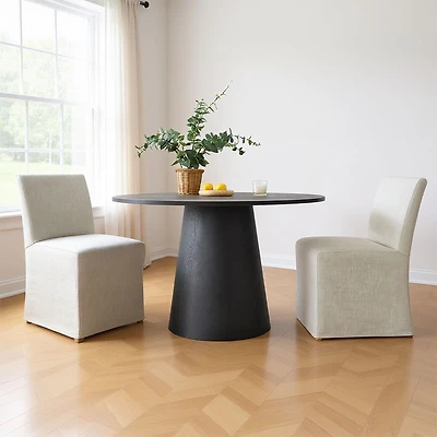 Maison Bouclee 3-Piece Round Dining Set with 35 Inch Table and 2 Upholstered Chairs, Removable Slipcovers for Easy Cleaning Dual Style