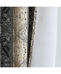Hlc.me William Boho Damask Striped Patterned Window Back Tab Rod Pocket Curtains Bedroom - Light Blocking Darkening Window Panels, Set of 2