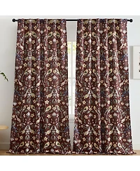 Hlc.me Florence Floral & Birds Patterned Window Back Tab Rod Pocket Curtains Bedroom - Light Blocking Darkening Window Panels