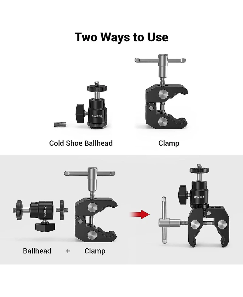 SmallRig CoolClamp Mount with 1/4" Screw Ball Head Mount