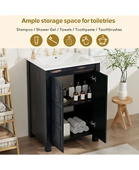 Casainc 24x18x34" Small Bathroom Vanity Combo with Ceramic Sink and 2 Soft-Close Doors
