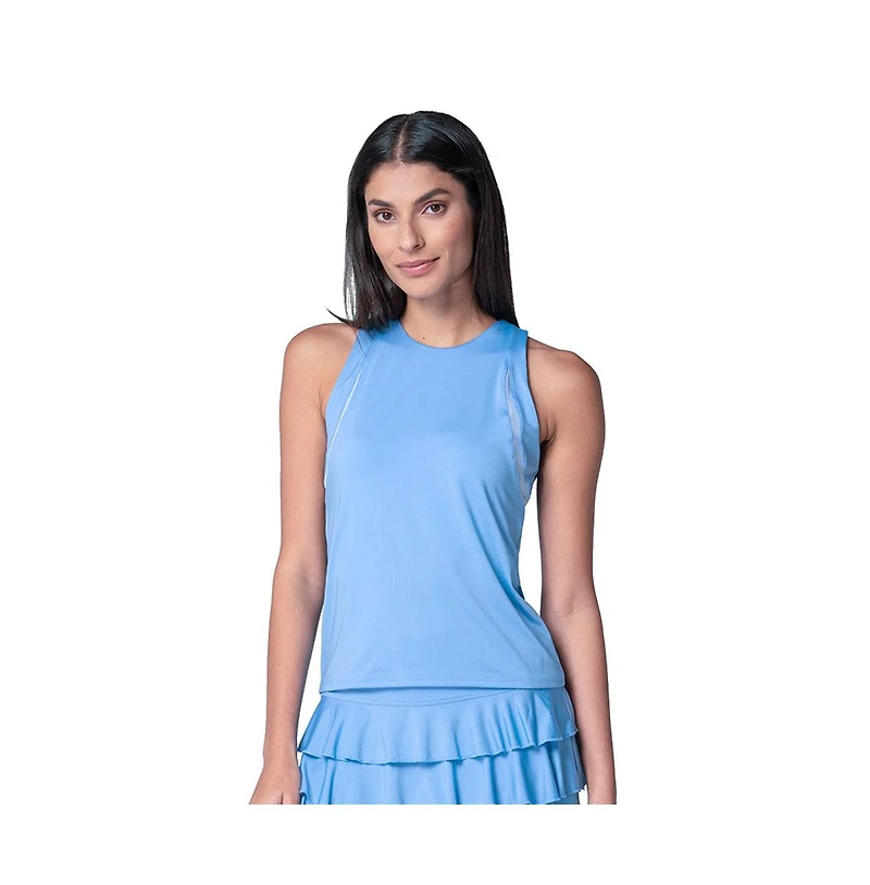 Lucky Love Women's High Neck Action Tennis Tank with Bra