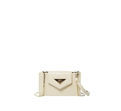 Susu Off White Mini Crossbody Bag Cream Leather Wristlet Clutch Purse for Women with Chain Strap
