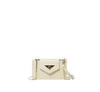Susu Off White Mini Crossbody Bag Cream Leather Wristlet Clutch Purse for Women with Chain Strap