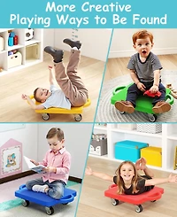 4/6-Pack Kids Sitting Scooter Set with Handles and Non-marring Universal Casters