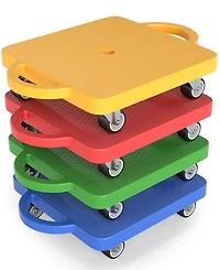 4/6-Pack Kids Sitting Scooter Set with Handles and Non-marring Universal Casters