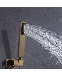 Greenspring Single-Handle 3-Spray Square High Pressure Tub and Shower Faucet in Brushed Gold (Valve Included)