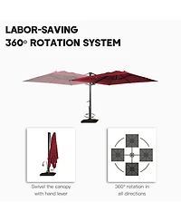 Boyel Living 10 ft. 360 ° Rotation Outdoor Patio Cantilever Umbrella Square with Base