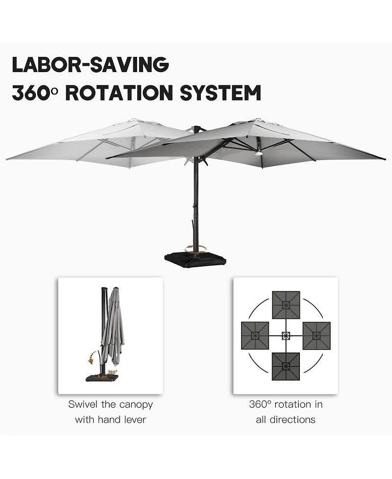 Boyel Living 10x13 ft. 360° Rotation Cantilever Patio Umbrella with BaseandBT