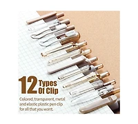 Htutwoo 12Pack Pastel Gel Ink Pen Set, 11 Pack Black Pens With 1Pack Highlighter For Writing, Retractable 0.5mm Fine Point Cute Note Taking F