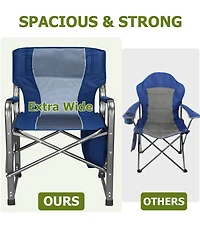 Sugift Camping Chair Oversized Beach Chair with Cooler Bag, Fold-Out Side Table, Cup Holder