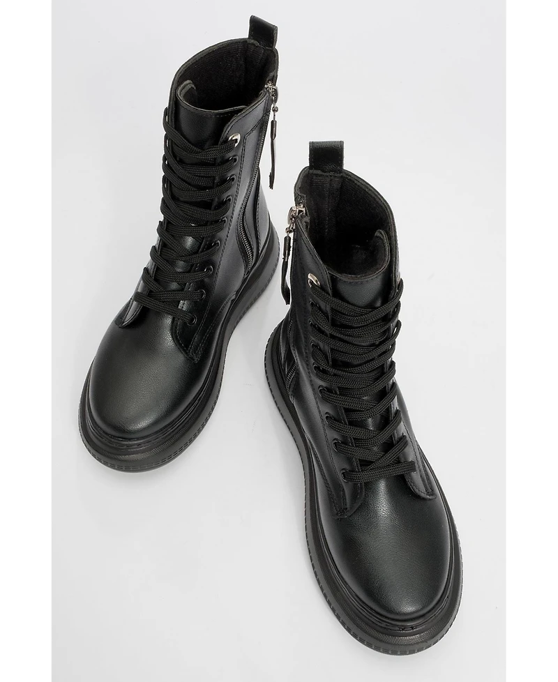 Forever & Always Shoes Nicolas Leather Combat Boot (Women)