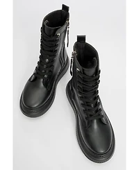 Forever & Always Shoes Nicolas Leather Combat Boot (Women)