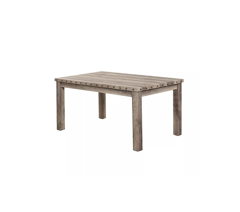 Morden Fort 3-Pieces Rustic Rectangular Wooden Top Dining Table Set with 2 Linen Upholstered Chair