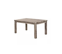 Morden Fort 3-Pieces Rustic Rectangular Wooden Top Dining Table Set with 2 Linen Upholstered Chair