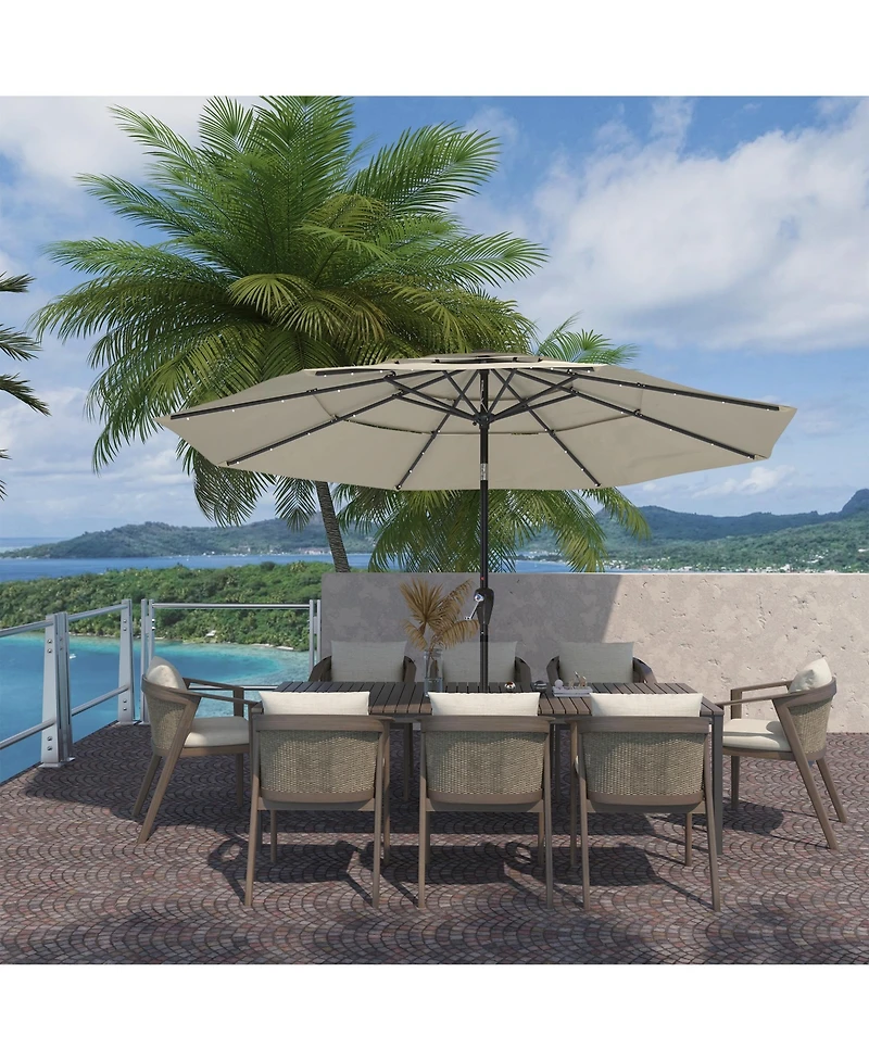 Clihome 3-Tier Patio Umbrella with Led Lights 10ft Outdoor Table Large Pool For Deck, Pool, Garden,