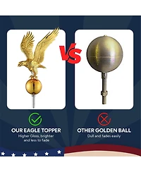 Yescom Ez Go 20ft Eagle Topper Telescopic Flag Pole Kit Solar Light Outside 3x5' Us Flag Ball Top, Silver