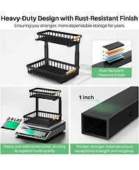 Under Sink Organizer, 2 Packs 2 Tier Under Sink Organizers and Storage, Slide Out Pull Out Cabinet Organizer Shelf, Metal Sliding Drawer for Kitchen B