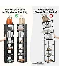 Kitstorack Vertical Shoe Rack: 8 Tiers Stackable Shoe Rack for Closet Diy Free Standing Shoe Organizer Small Shoe Shelf for Small Spaces and Narrow Sp