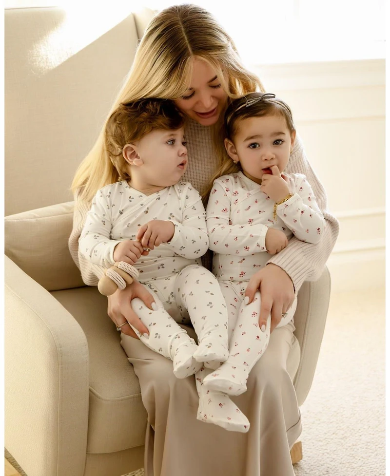 MeMoi Baby Girls "Blissful Blossoms" Crossover Neckline Footie