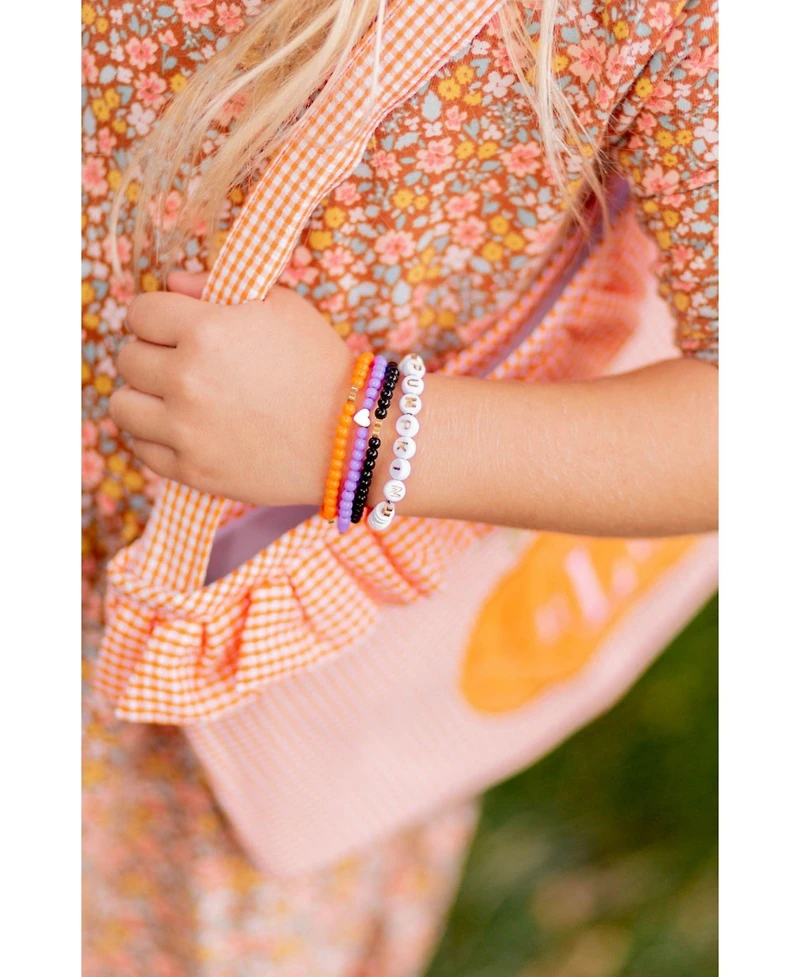 Bits & Bows Girls Pumpkin Hearts Bracelet in Orange