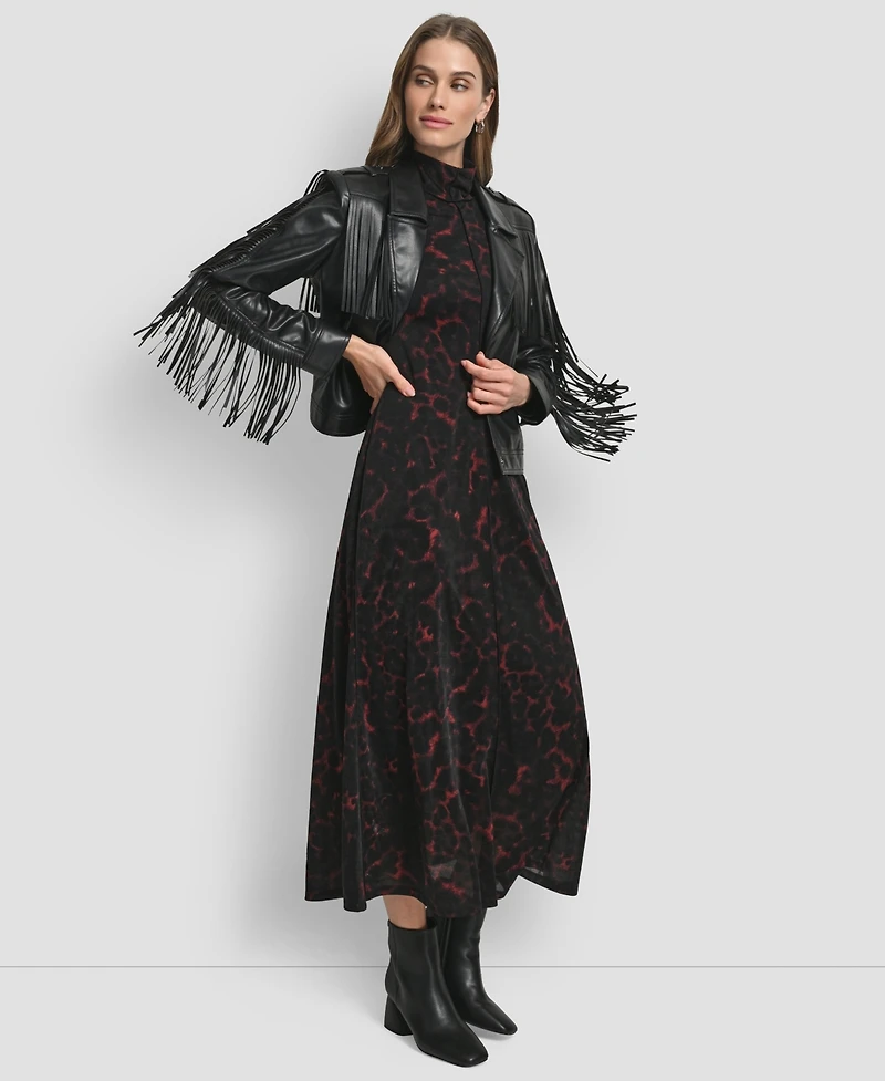 Dkny Women's Fringe Detail Crop Collared Jacket