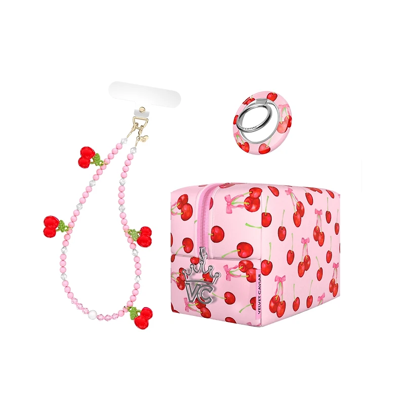 Velvet Caviar Gift Set with Charm, Grip Ring, Travel Bag