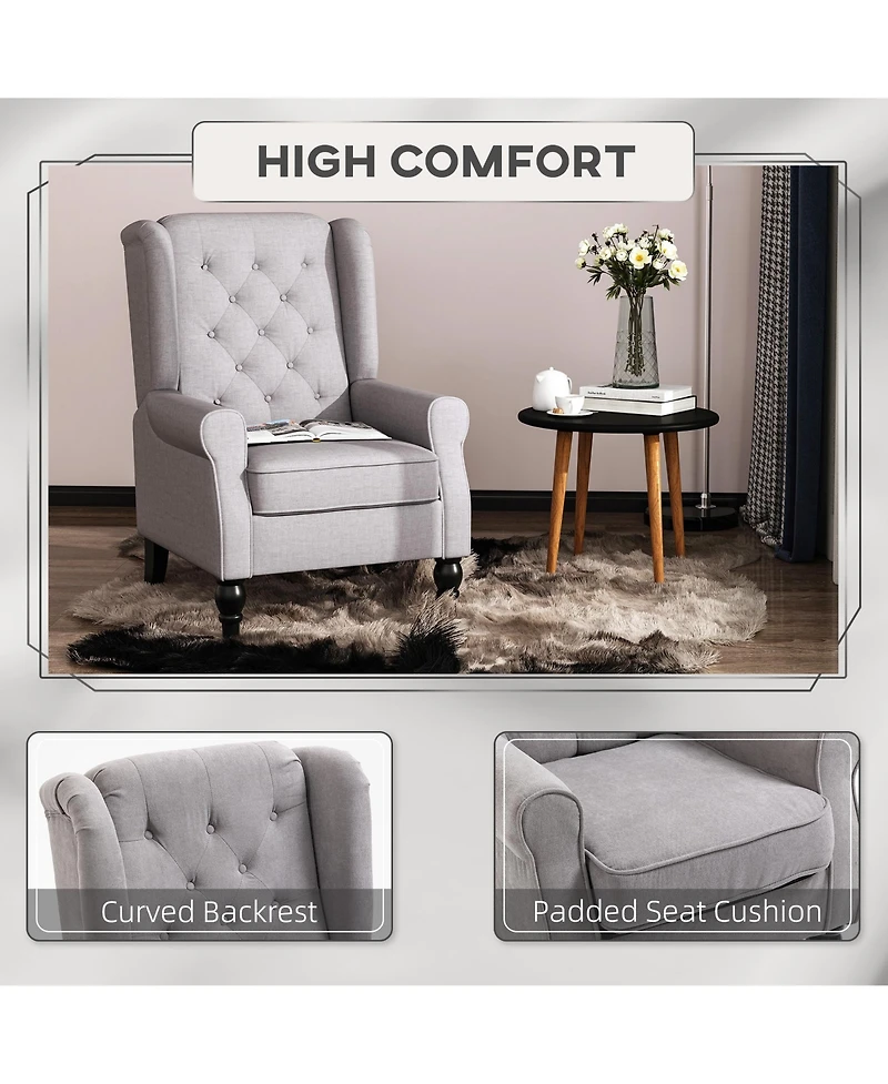 Homcom Button-Tufted Accent Chair with High Wingback, Rounded Cushioned Armrests