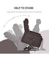 Homcom Power Lift Chair with Vibration Massage with Remote Control, Side Pockets,