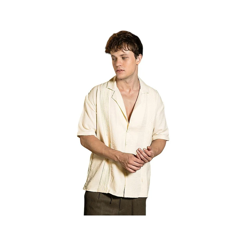 Campus Sutra Men's Pleat-Block Oversized Shirt