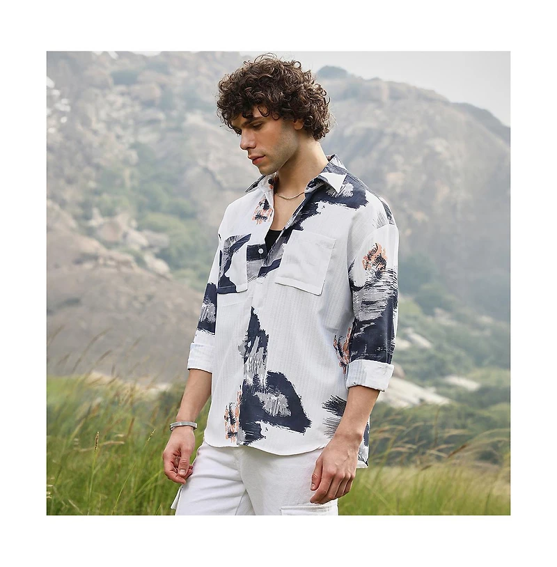 Campus Sutra Ethereal Strokes Oversized Shirt