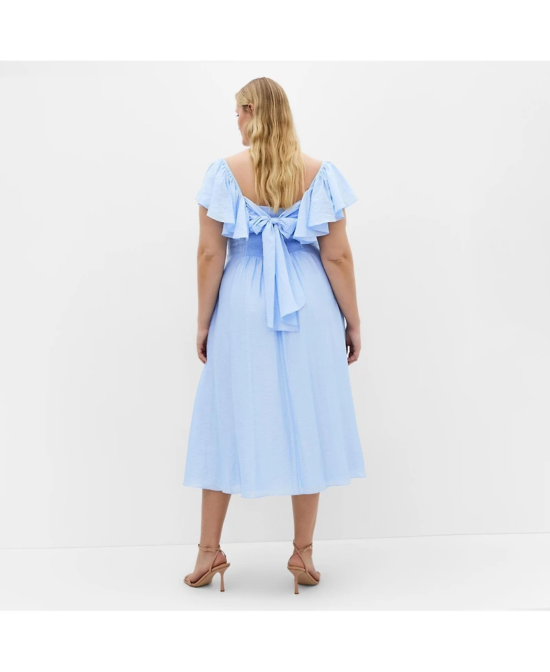 City Chic Plus Alisia Tie-Back Midi Dress