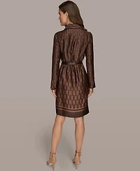 Donna Karan New York Women's Satin Geo Belted Dress