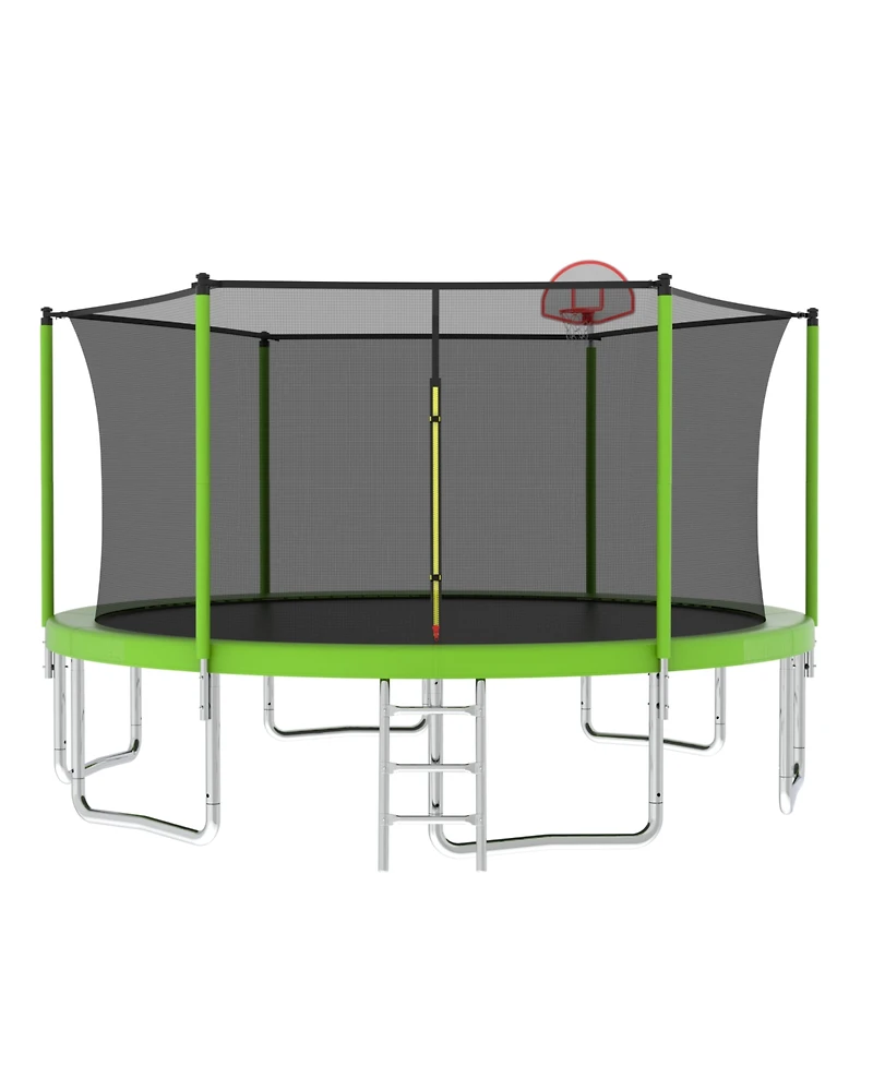 Streamdale 14FT Kids Trampoline with Safety Net, Basketball Hoop, and Accessories