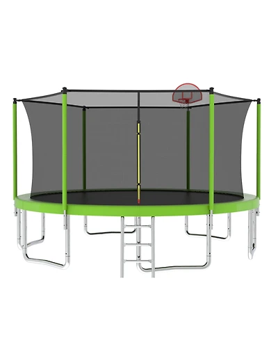 Streamdale 14FT Kids Trampoline with Safety Net, Basketball Hoop, and Accessories