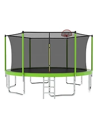 Streamdale 14FT Kids Trampoline with Safety Net, Basketball Hoop, and Accessories